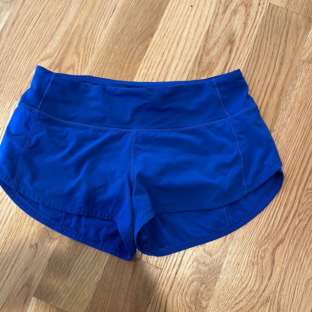 lululemon speed short size 4 blue color. Worn a few times but perfect condition